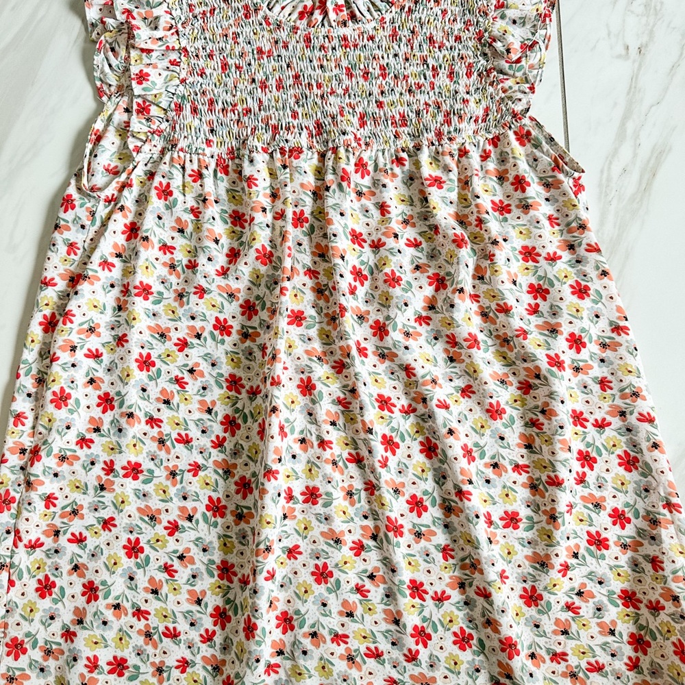 Staccato Boutique Floral Smocked Blouse - Red, Yellow, Green
